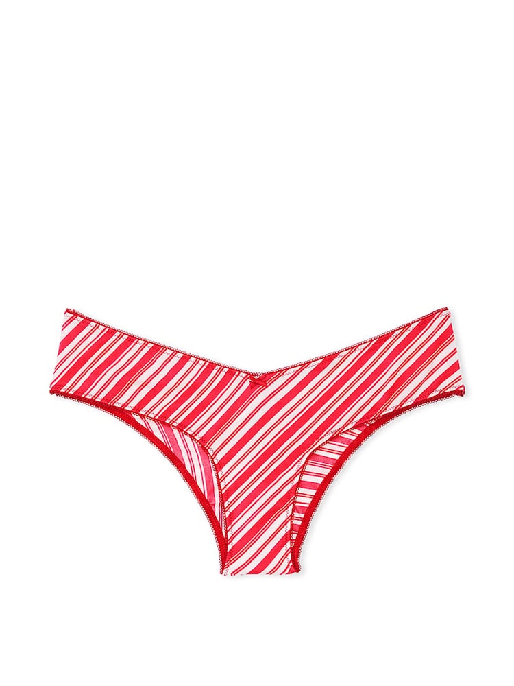 Victoria's Secret Candy Cane Stripe Red Cheeky Knickers - Image 3 of 3