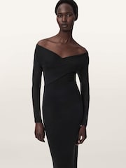 AllSaints Black Delta Jersey Dress - Image 1 of 5