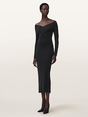 AllSaints Black Delta Jersey Dress - Image 2 of 5