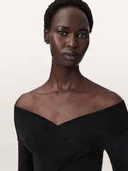 AllSaints Black Delta Jersey Dress - Image 3 of 5