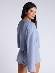 Boux Avenue Blue Cosy Fleece Top and Short Pyjamas Set - Image 3 of 5