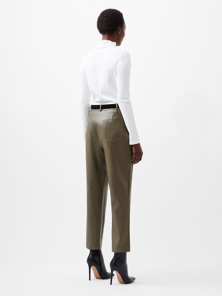 French Connection Brown PU Crolenda Trousers - Image 2 of 4