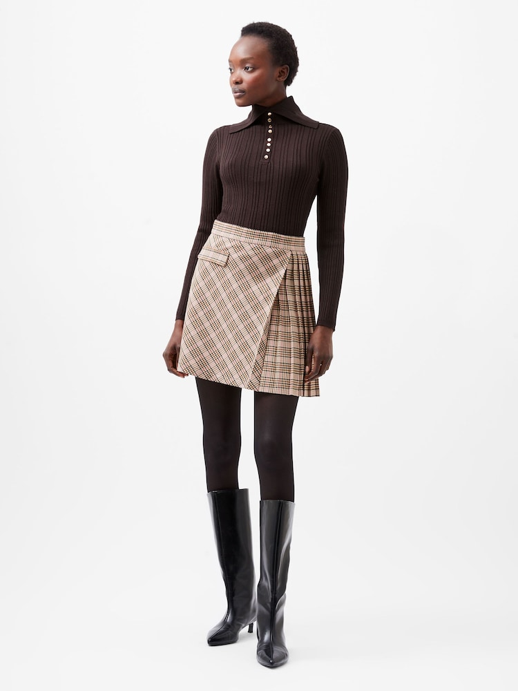 French Connection Pink Gina Checks Pleated Mini Skirt - Image 1 of 4