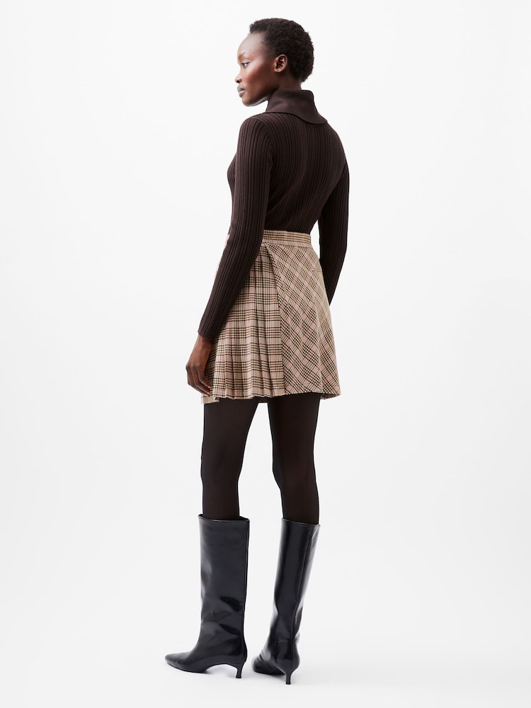 French Connection Pink Gina Checks Pleated Mini Skirt - Image 2 of 4