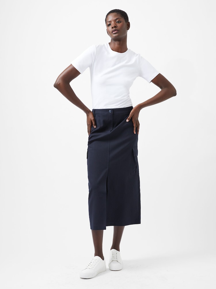French Connection Blue Hailey Pinstripe Pencil Skirt - Image 1 of 4