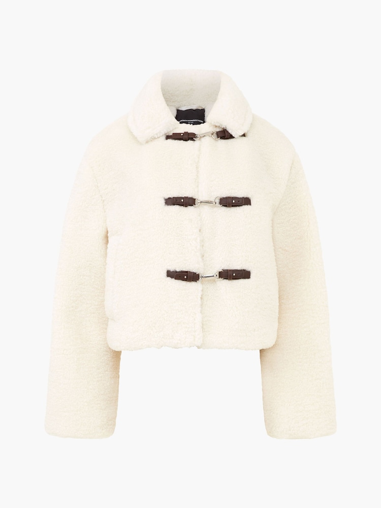 French Connection Cream Alex Faux Fur Jacket - Image 4 of 4