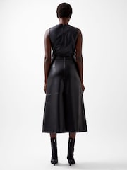 French Connection Black PU Crolenda Midi Skirt - Image 2 of 4