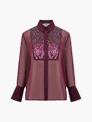 French Connection Red Hana Adalynn Sequin Bib Shirt - Image 1 of 1