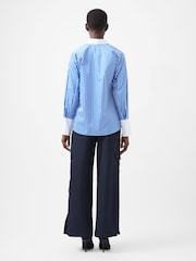 French Connection Blue Alexis 100% Cotton Striped Detail Shirt - Image 2 of 4