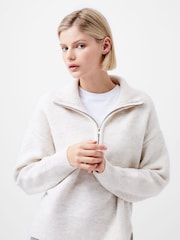 French Connection Cream Maddox Half Zip Jumper - Image 3 of 4