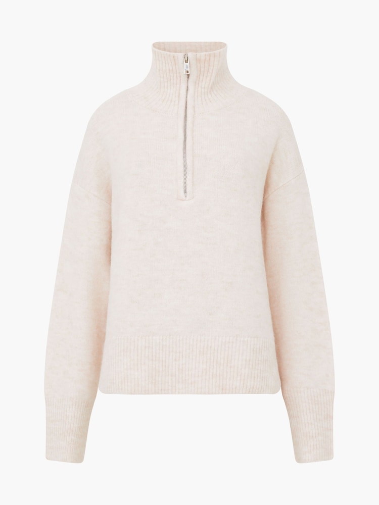 French Connection Cream Maddox Half Zip Jumper - Image 4 of 4