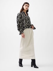 French Connection Black Satin Diandra Burnout Top - Image 1 of 4