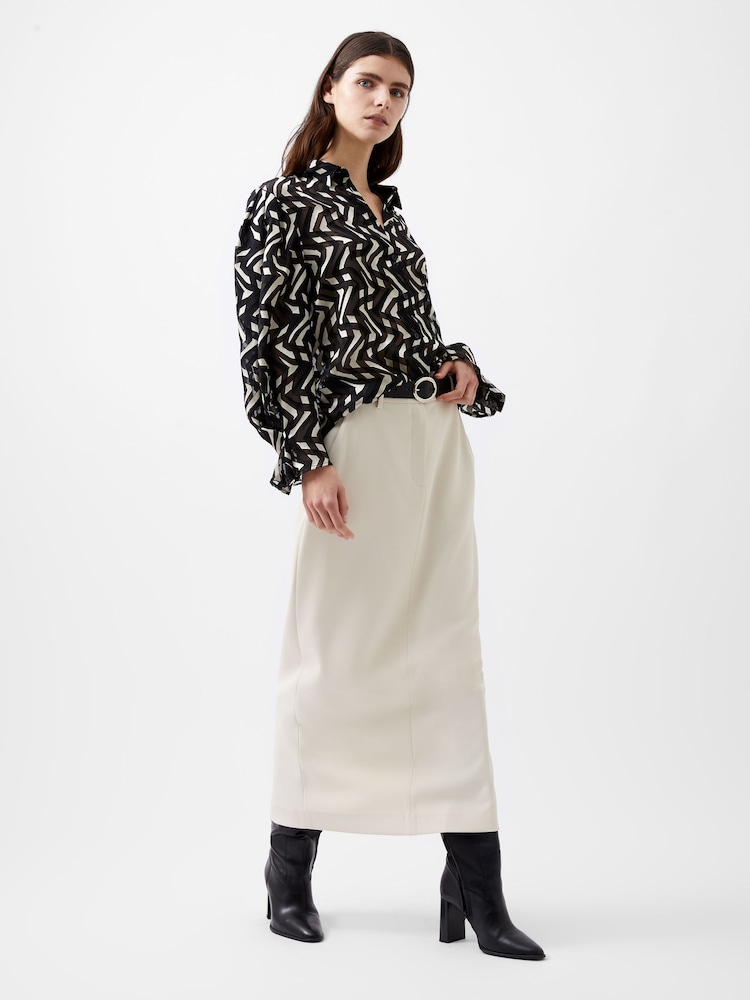 French Connection Black Satin Diandra Burnout Top - Image 1 of 4