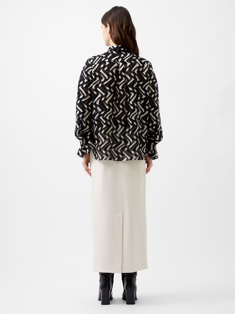 French Connection Black Satin Diandra Burnout Top - Image 2 of 4