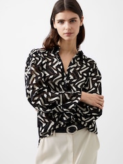 French Connection Black Satin Diandra Burnout Top - Image 3 of 4