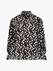 French Connection Black Satin Diandra Burnout Top - Image 4 of 4