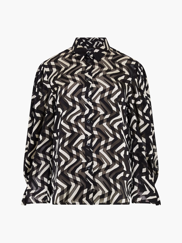 French Connection Black Satin Diandra Burnout Top - Image 4 of 4