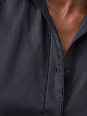 French Connection Black 100% Cotton Long Sleeve Alexis Shirt Dress - Image 3 of 4