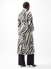French Connection Black Zebra Grace Belted Coat - Image 2 of 4