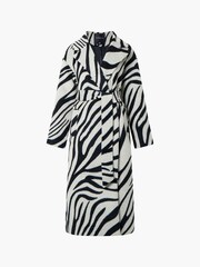French Connection Black Zebra Grace Belted Coat - Image 4 of 4