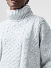 French Connection Grey Makira Roll Neck Jumper - Image 3 of 4