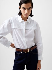 French Connection White 100% Cotton Embroidered Amelie Cambric Shirt - Image 3 of 4
