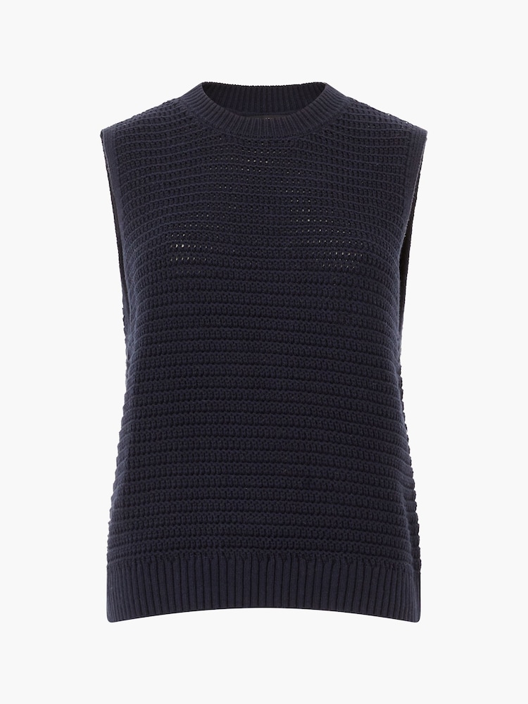 French Connection Blue Manda Open Knit Vest - Image 4 of 4 French Connection Blue Manda Open Knit Vest - Image 4 of 4