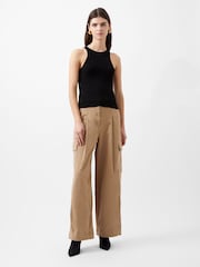 French Connection Cream Atena Twill Cargo Trousers - Image 1 of 4