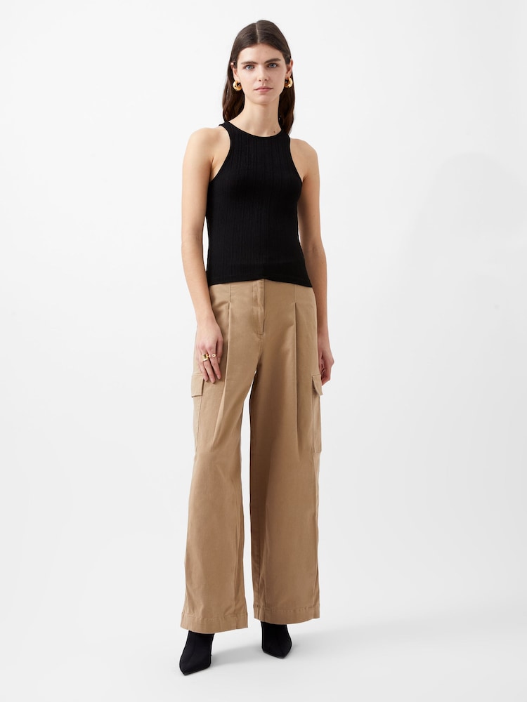 French Connection Cream Atena Twill Cargo Trousers - Image 1 of 4