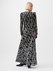 French Connection Black Satin Diandra Burnout Dress - Image 2 of 4