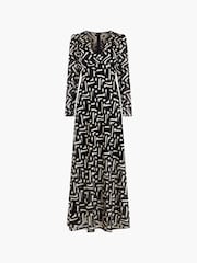 French Connection Black Satin Diandra Burnout Dress - Image 4 of 4