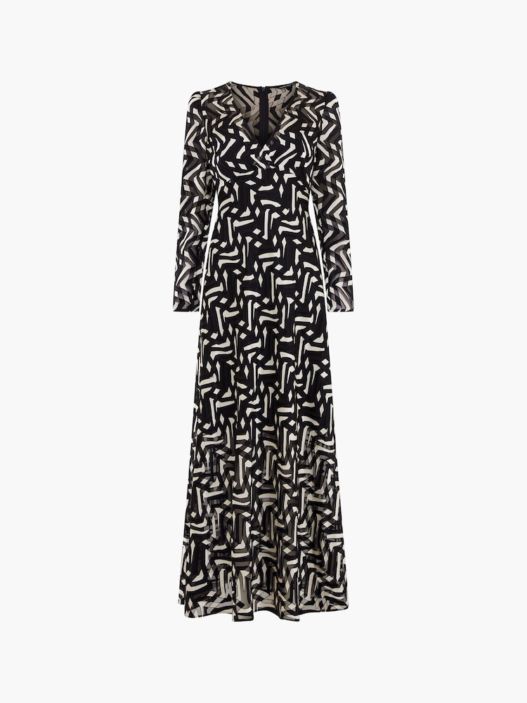 French Connection Black Satin Diandra Burnout Dress - Image 4 of 4