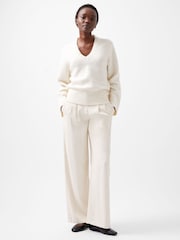 French Connection Cream Melissa Boucle V-Neck Jumper - Image 1 of 4