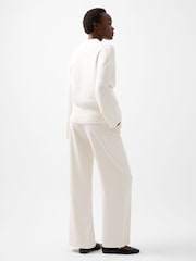 French Connection Cream Melissa Boucle V-Neck Jumper - Image 2 of 4