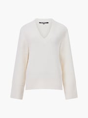 French Connection Cream Melissa Boucle V-Neck Jumper - Image 4 of 4