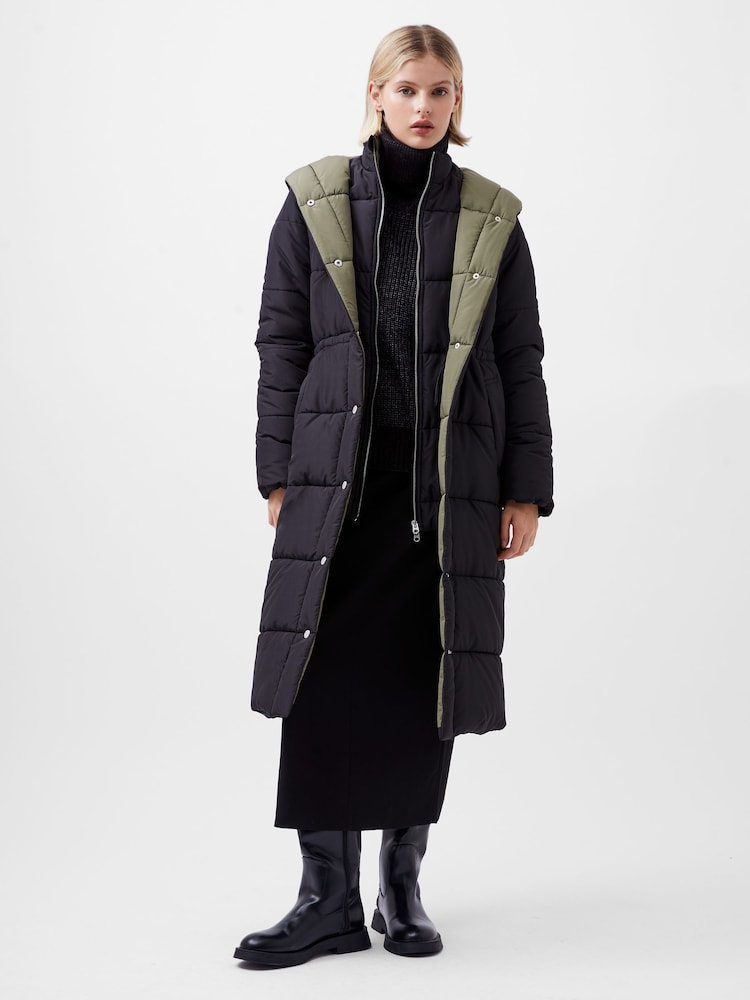 French Connection Black Double Front Auden Puffer Coat - Image 1 of 4