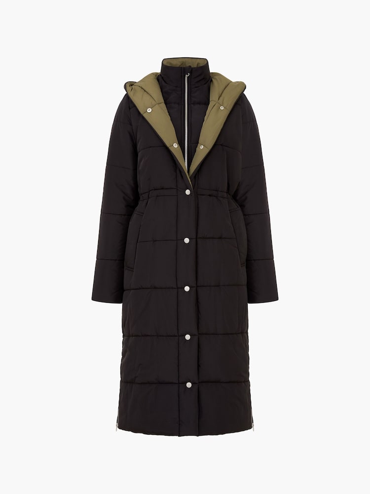 French Connection Black Double Front Auden Puffer Coat - Image 4 of 4