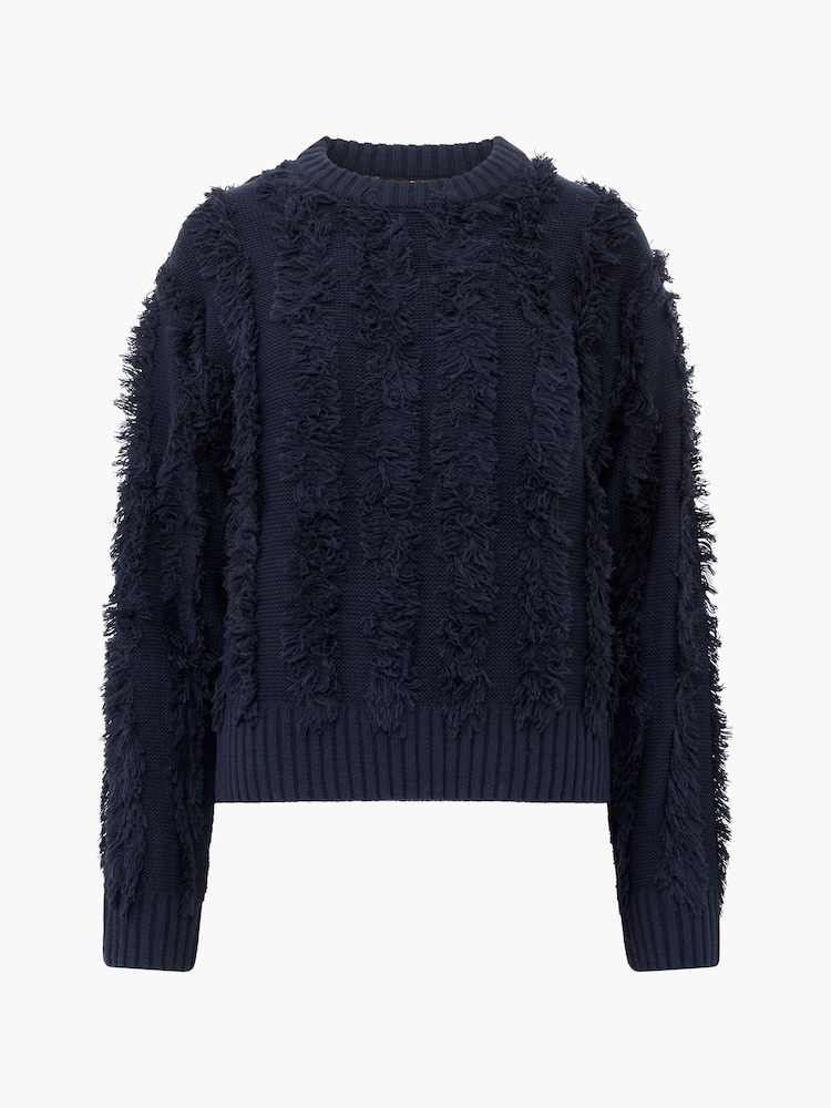 French Connection Blue Malika Fringed Jumper - Image 1 of 3