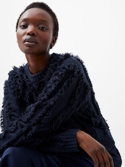 French Connection Blue Malika Fringed Jumper - Image 2 of 3