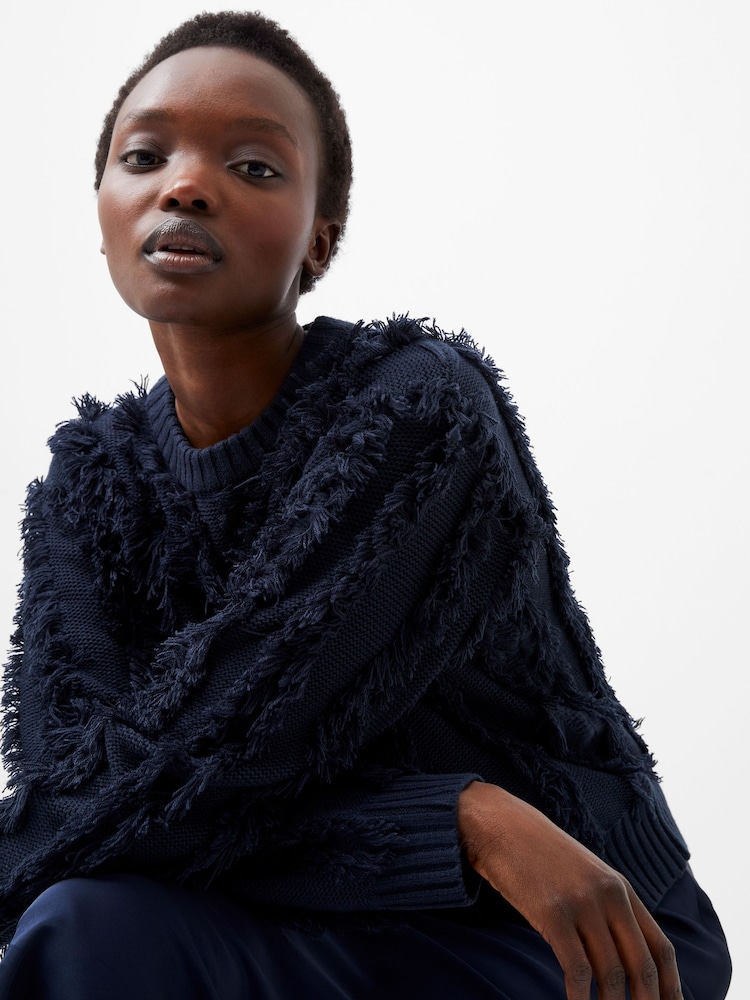 French Connection Blue Malika Fringed Jumper - Image 2 of 3