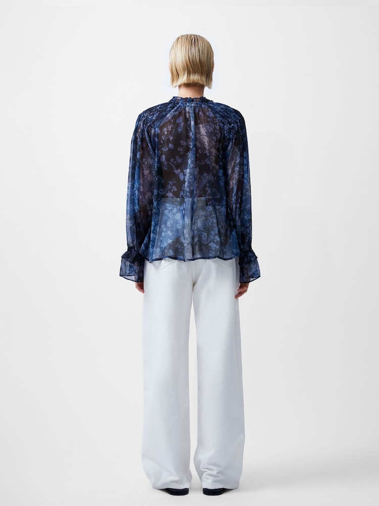 French Connection Blue Dawn Hallie Crinkle Blouse - Image 2 of 4