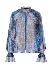 French Connection Blue Dawn Hallie Crinkle Blouse - Image 4 of 4