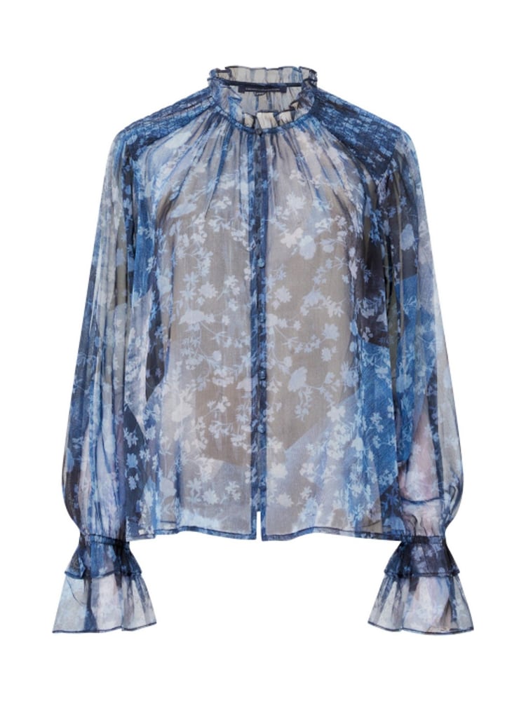 French Connection Blue Dawn Hallie Crinkle Blouse - Image 4 of 4 French Connection Blue Dawn Hallie Crinkle Blouse - Image 4 of 4