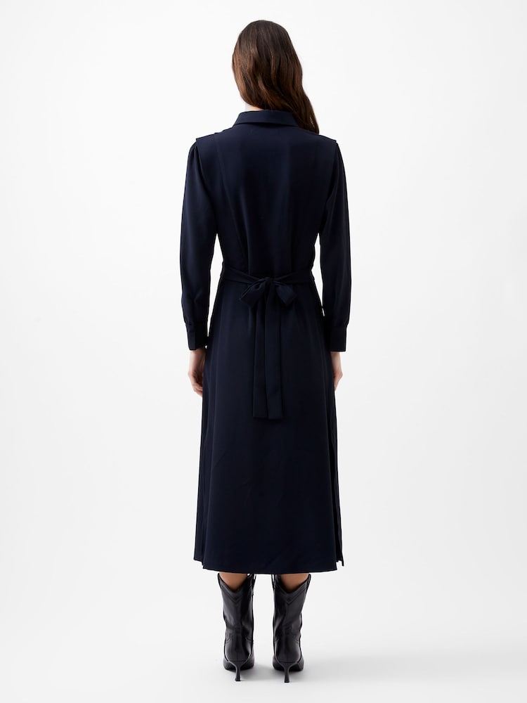 French Connection Blue Brina Crepe Button Down Dress - Image 2 of 3