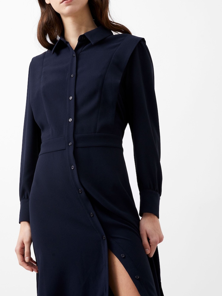 French Connection Blue Brina Crepe Button Down Dress - Image 3 of 3