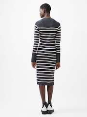 French Connection Blue Milena Striped Knit Midi Dress - Image 2 of 4