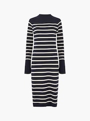 French Connection Blue Milena Striped Knit Midi Dress - Image 4 of 4