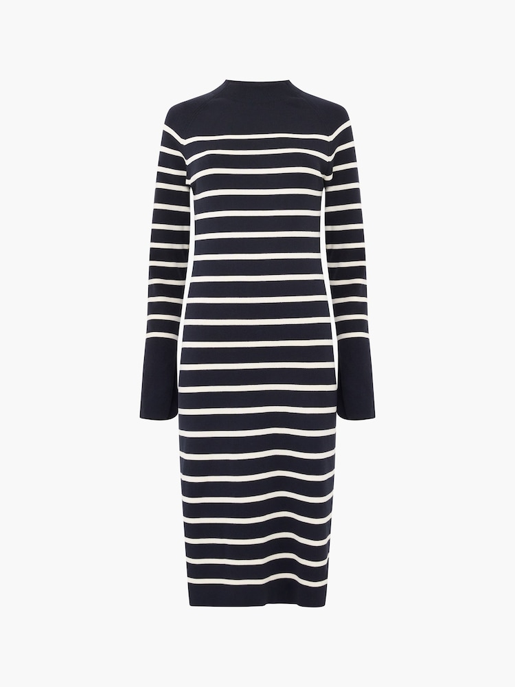 French Connection Blue Milena Striped Knit Midi Dress - Image 4 of 4