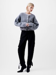 French Connection Grey Melissa Knit Bomber Jacket - Image 1 of 4