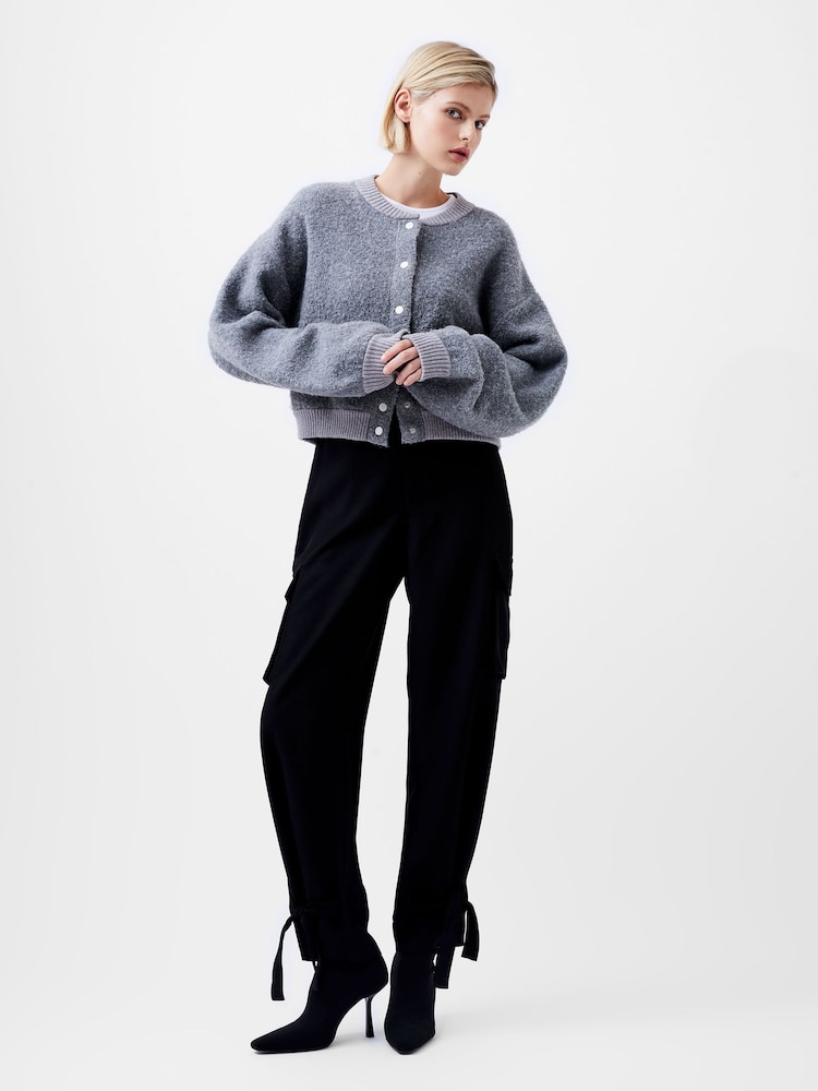 French Connection Grey Melissa Knit Bomber Jacket - Image 1 of 4